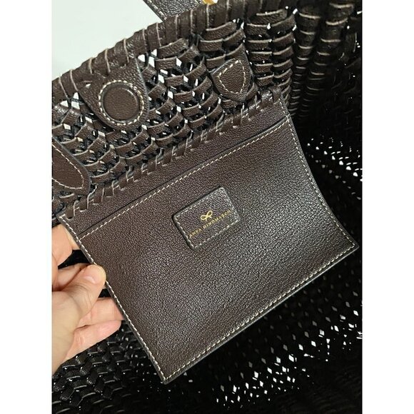 Anya Hindmarch Neeson Small Square Tote Handbag Bag brown capra leather woven - Picture 10 of 14